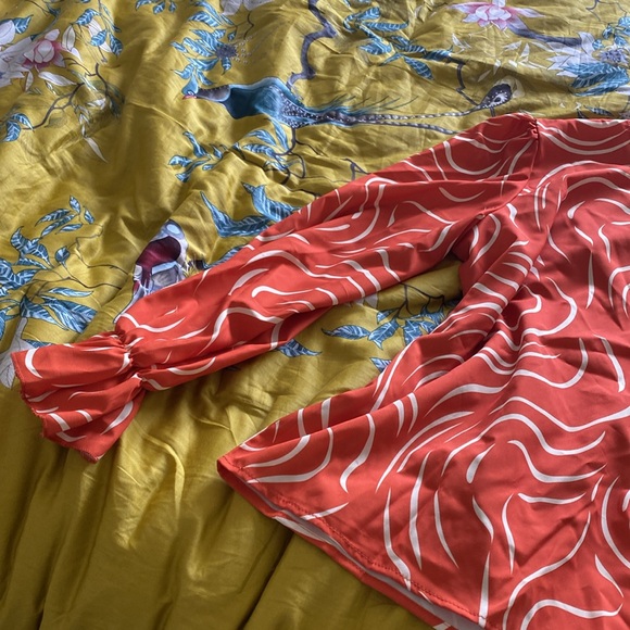 NWOT SHEIN High Neck Blouse Zebra stripe Lantern Sleeve Blouse - Picture 2 of 3